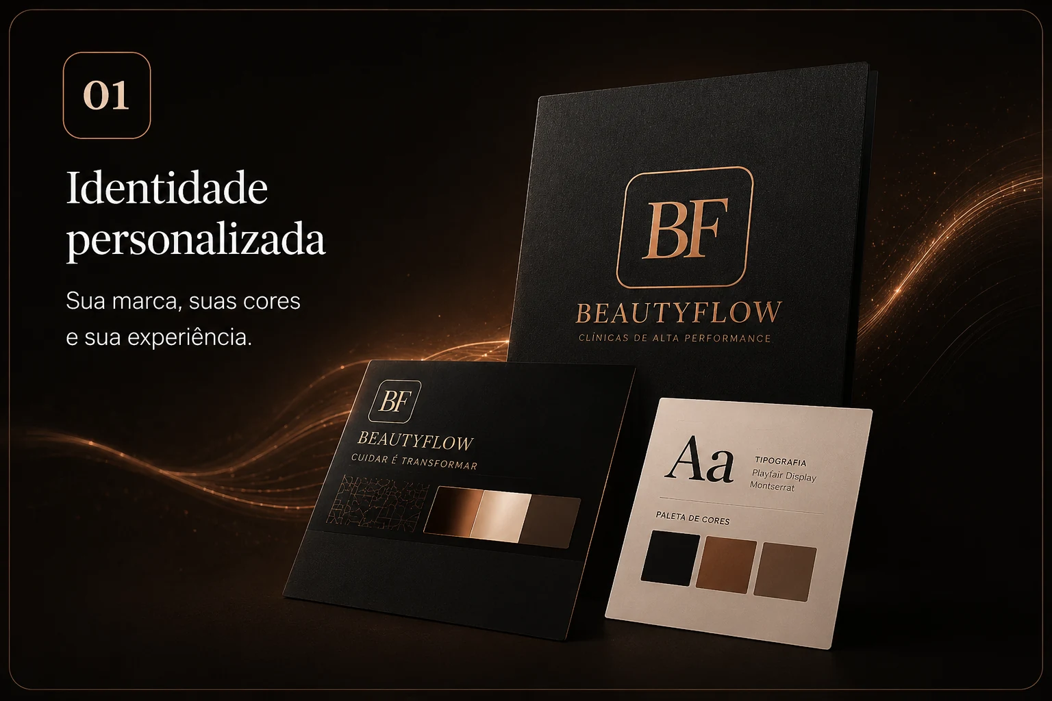 Identidade personalizada BeautyFlow: marca, cores e experiência criadas para a clínica