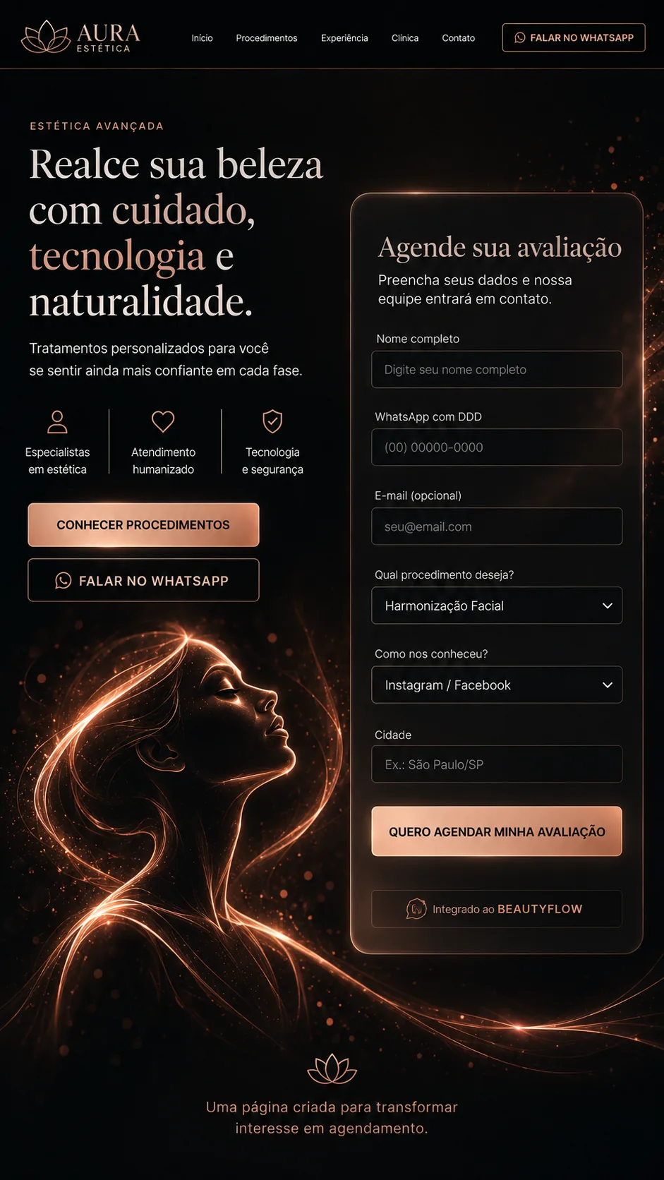 Página de captação BeautyFlow